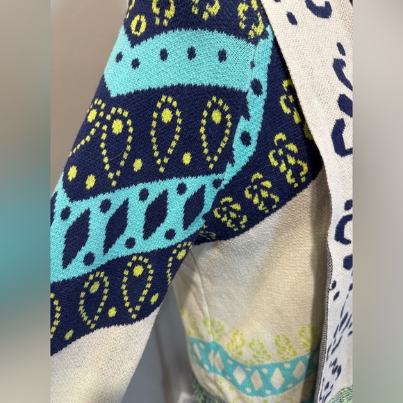 Gypsy 05 Global XS Village Boho Geometric Fringe Cardigan Sweater - Picture 2 of 8